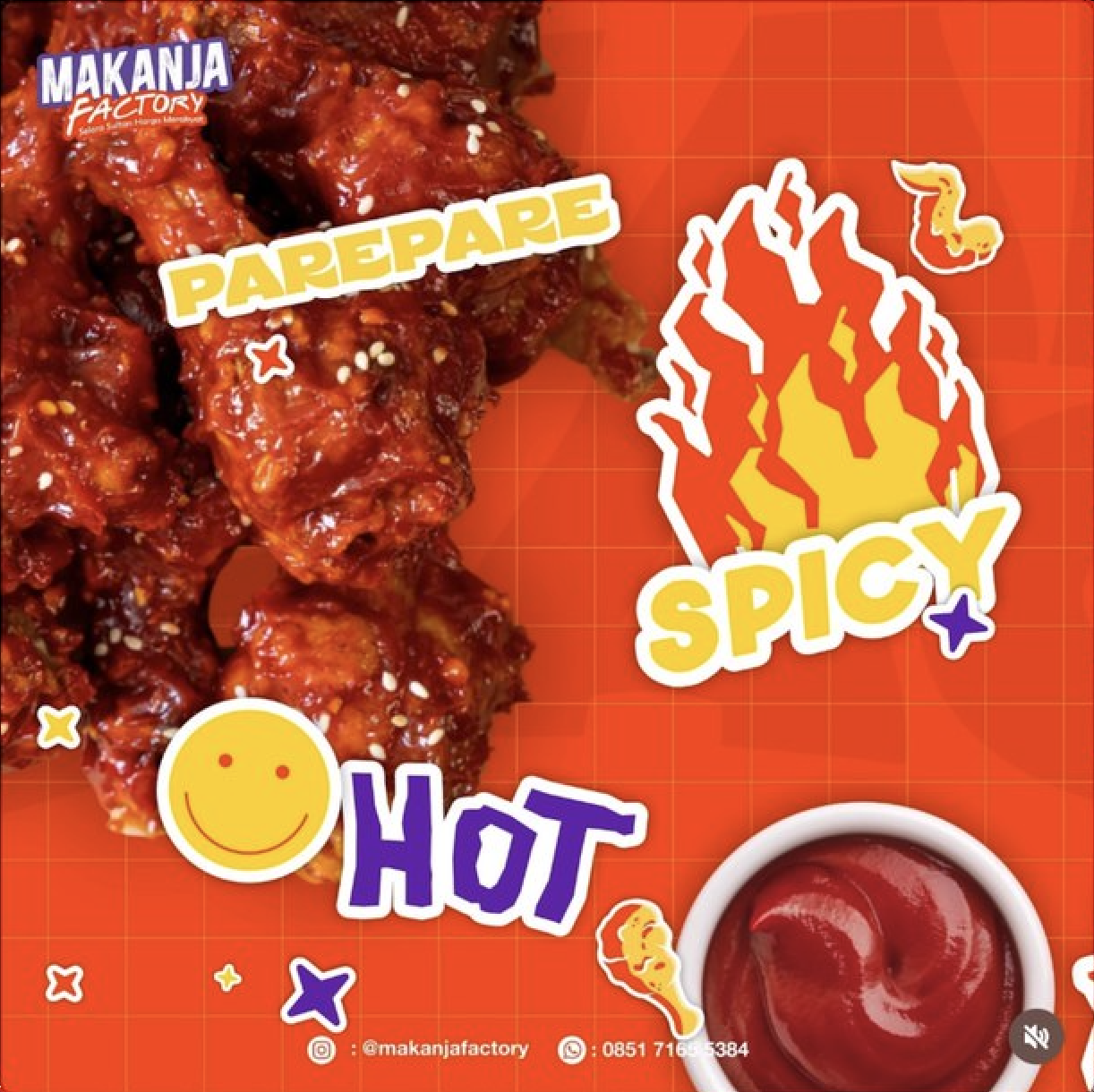 Ayam geprek bakar pedas — outlet Parepare